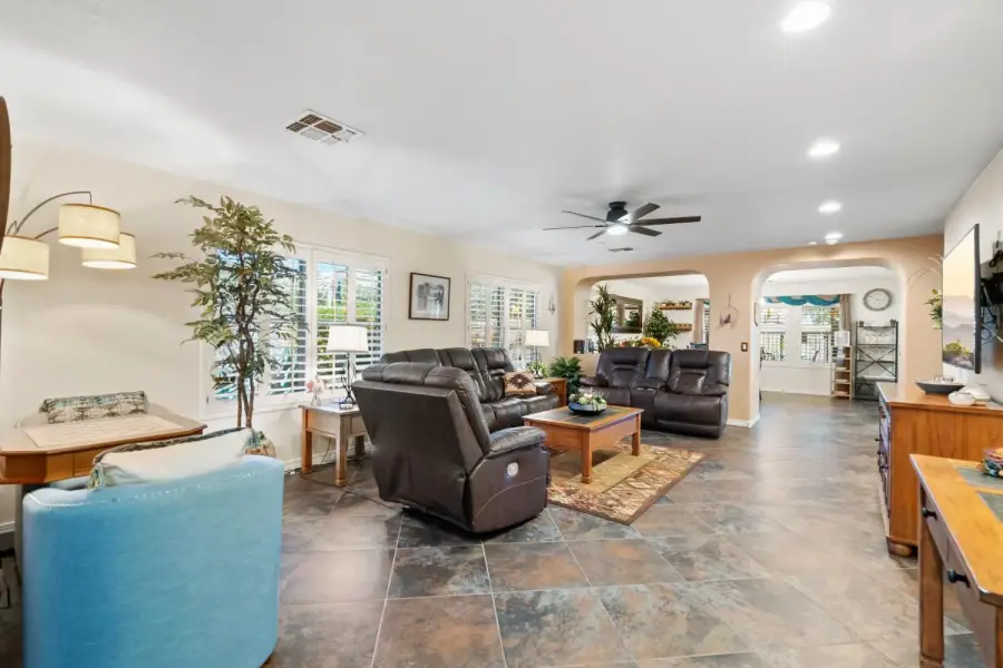 Game table and southwestern decor in living area