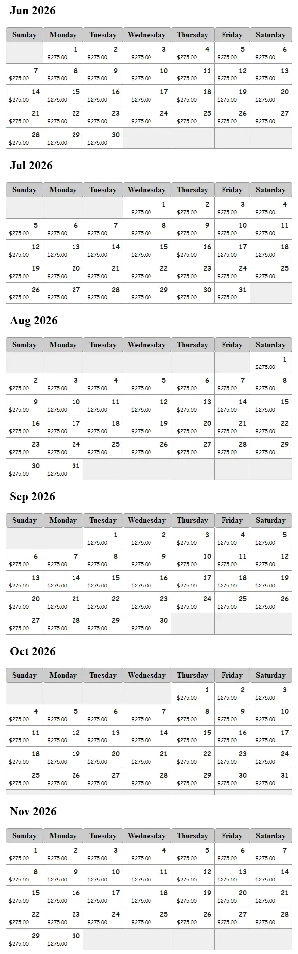 Casa Mia Surprise Vacation Rental availability calendar
